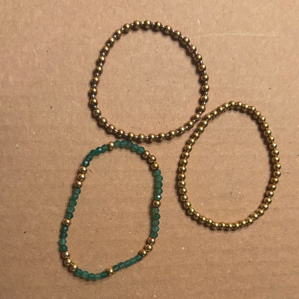 E Newton Elegant Gold and Green Beaded Bracelets